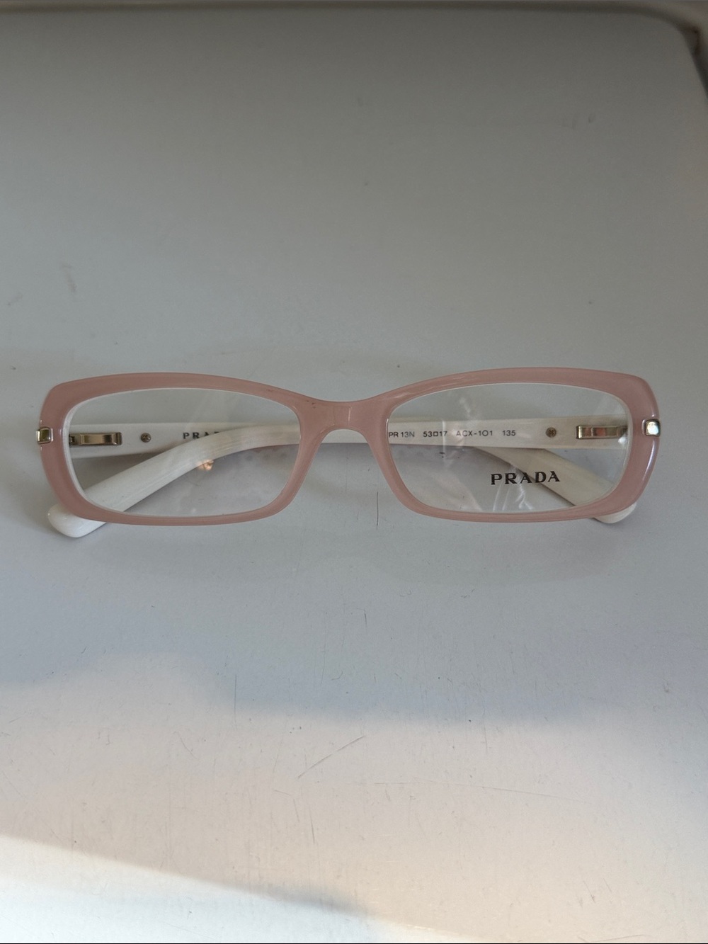 Prada Women's Rectangular Glasses in Blush Pink